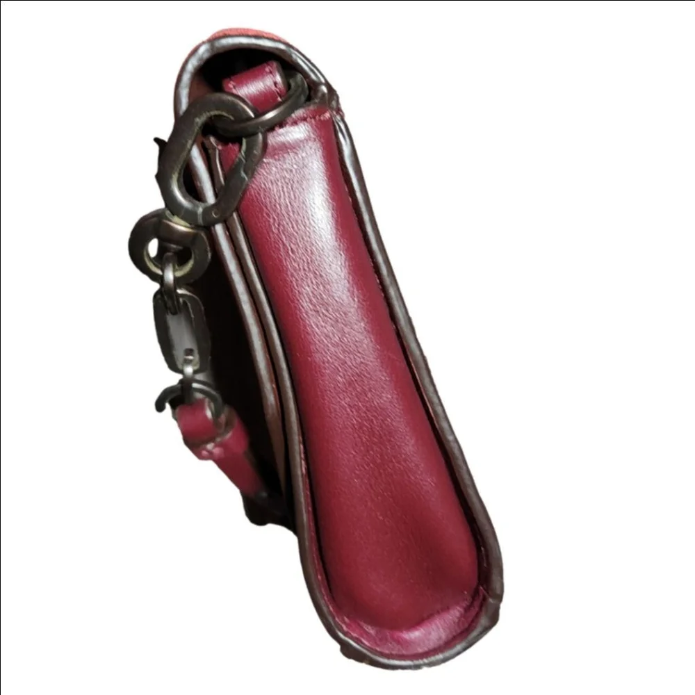 Coach Crosstown Colorblock Leather Crossbody Bag Burgundy - Picture 5 of 12